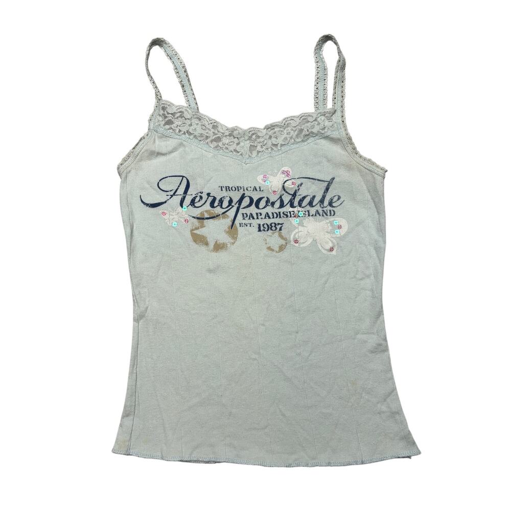 Vintage Y2K Aeropostale Lace Stretch Cami Tank Top Women's Medium Grunge